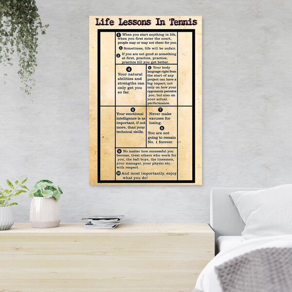 Trinx Life Lessons In Tennis 1 Piece Rectangle Graphic Art Print On Wrapped Canvas Wayfair